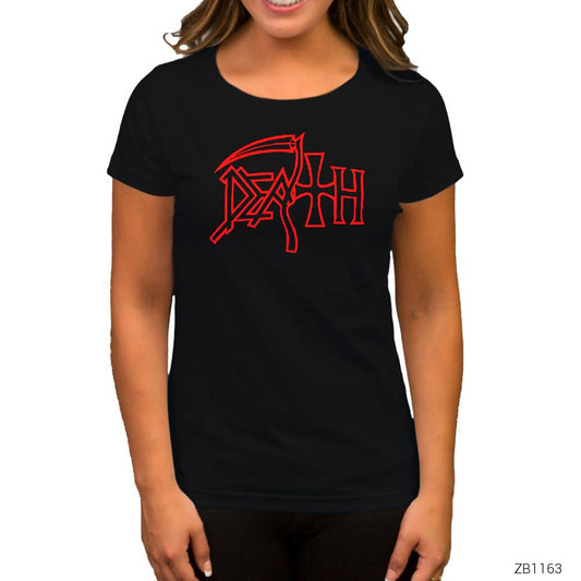 Death Red Logo Siyah Kadın Tişört