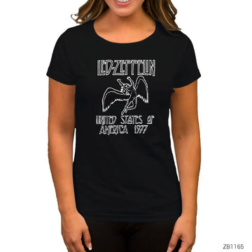 Led Zeppelin 1977 Siyah Kadın Tişört