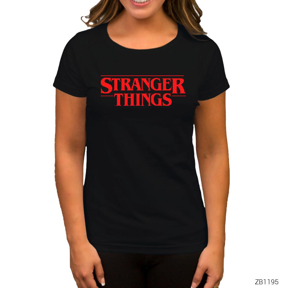 Stranger Things Logo Siyah Kadın Tişört