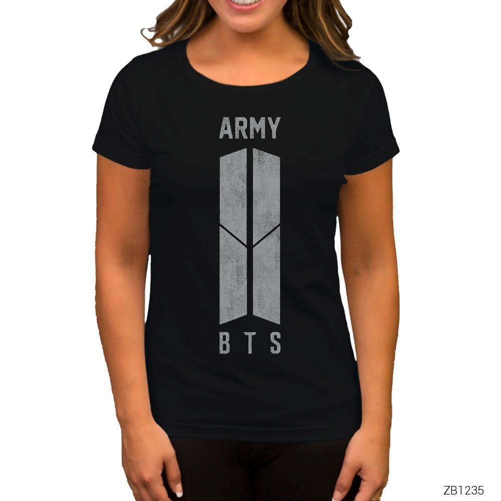 BTS ARMY Logo Siyah Kadın Tişört