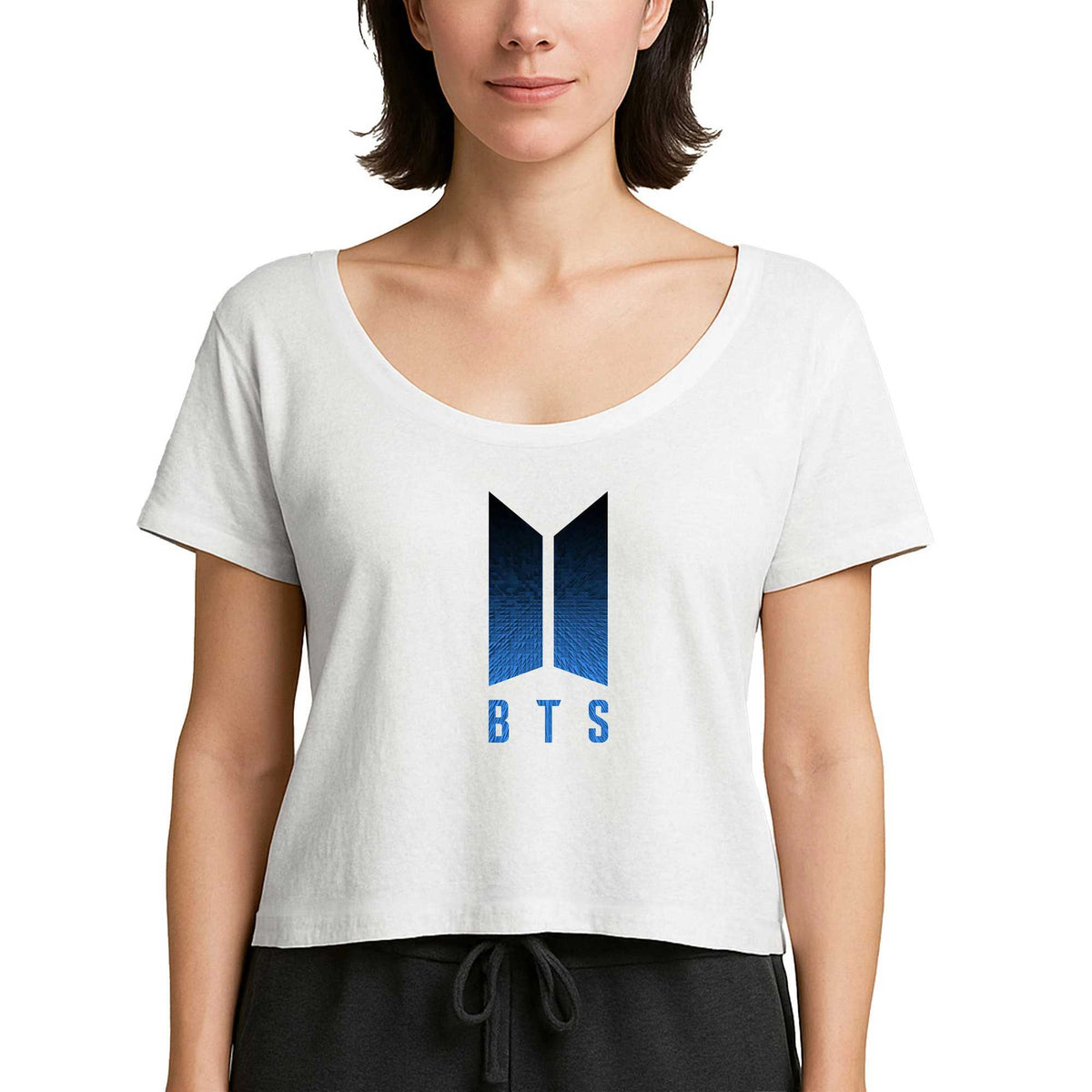 BTS Blue Logo Beyaz Kadın Tişört