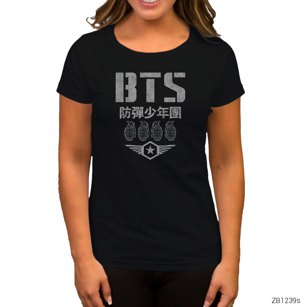 BTS Grenades Siyah Kadın Tişört