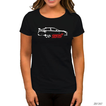 Subaru SWRX STI Siyah Kadın Tişört