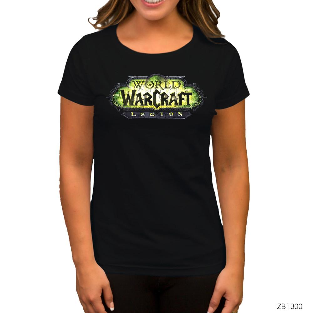 World of Warcraft Legion Logo Siyah Kadın Tişört