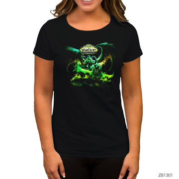 World of Warcraft Lord of the Outland Siyah Kadın Tişört