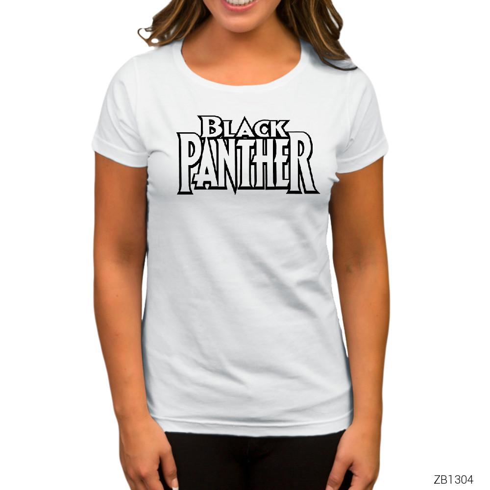 Black Panther Logo Beyaz Kadın Tişört