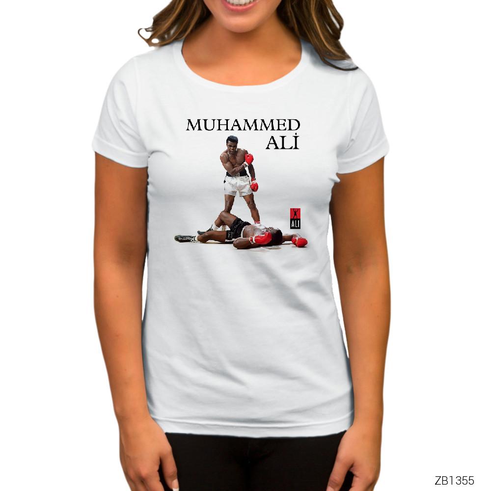 Muhammed Ali Knockout Beyaz Kadın Tişört