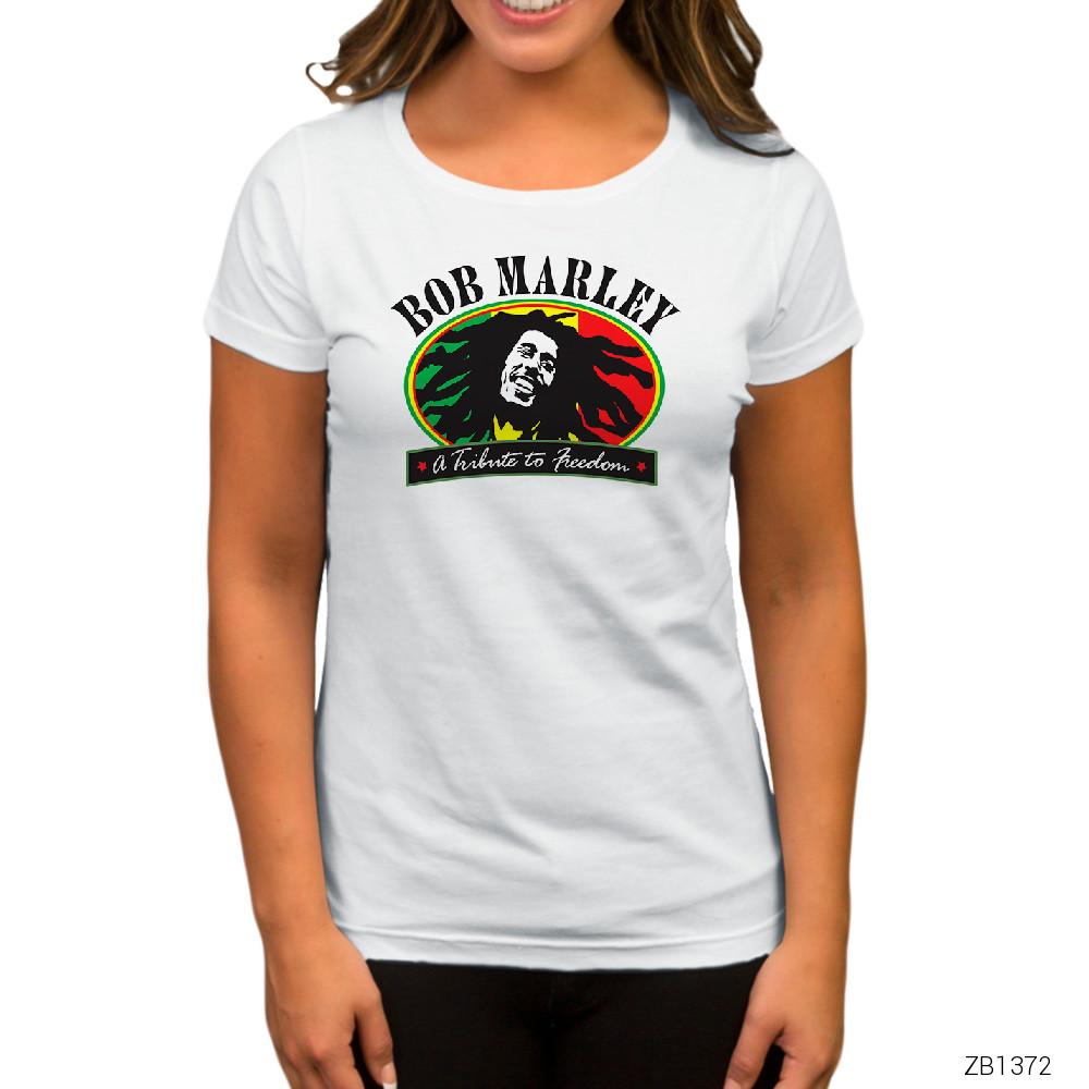 Bob Marley Freedom Beyaz Kadın Tişört