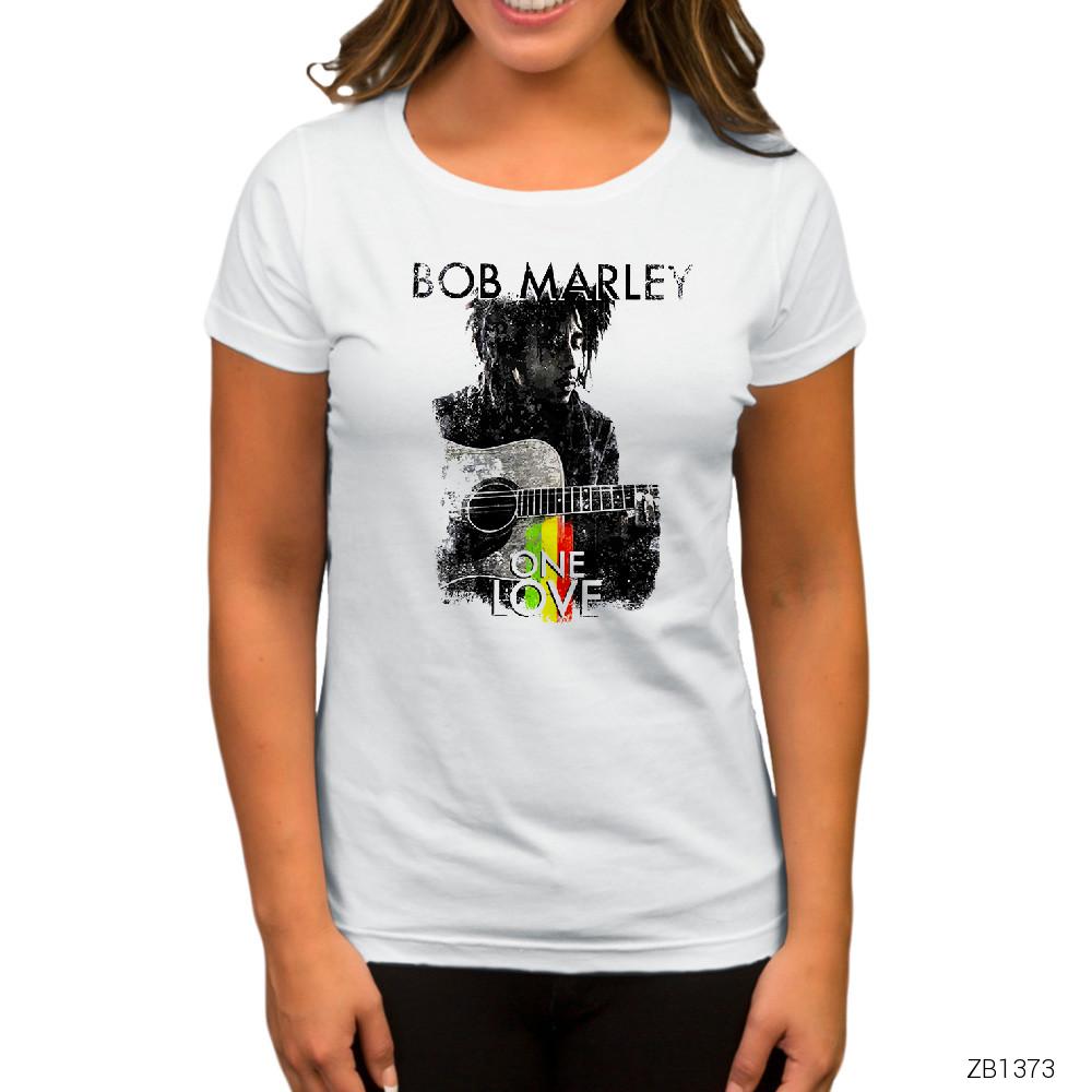 Bob Marley One Love Beyaz Kadın Tişört