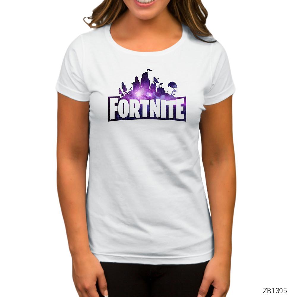 Fortnite Logo 2 Beyaz Kadın Tişört