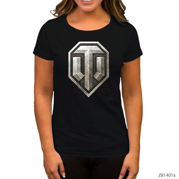 World of Tanks Logo Siyah Kadın Tişört