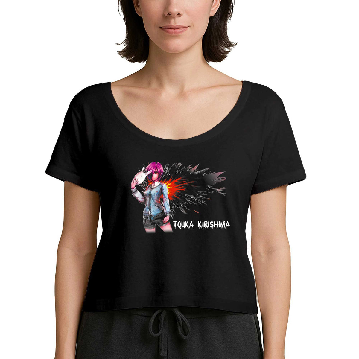 Tokyo Ghoul Touka Rabbit Siyah Kadın Tişört