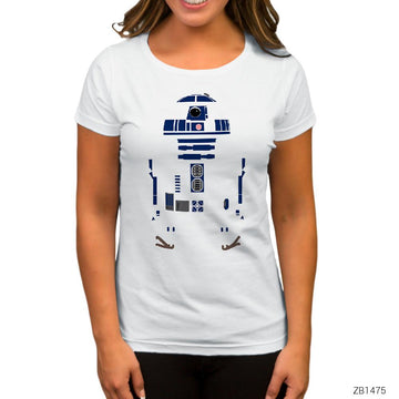 Star Wars R2D2 Siluet Beyaz Kadın Tişört