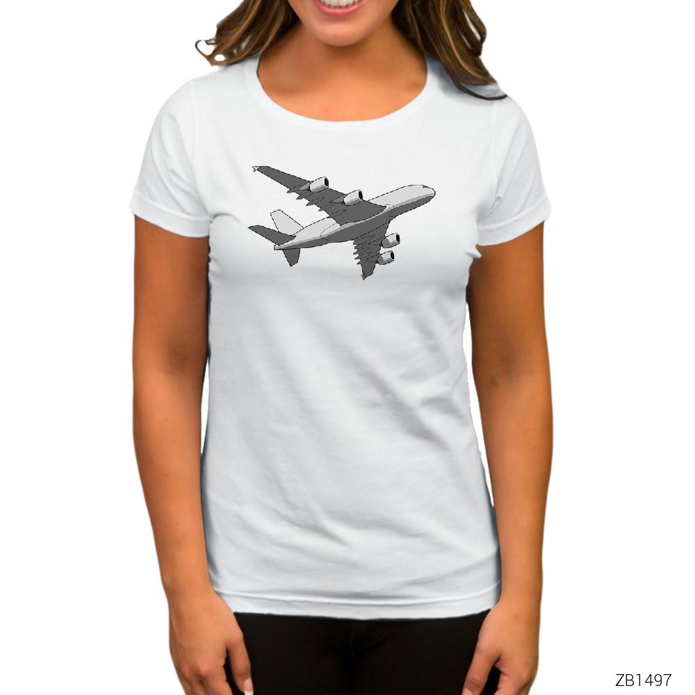 Airbus Beyaz Kadın Tişört