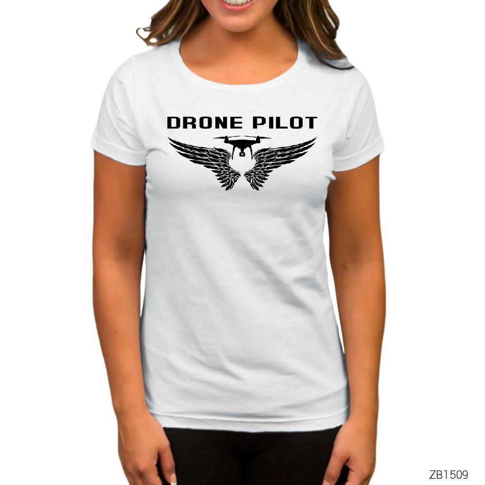Drone Pilot 3 Beyaz Kadın Tişört