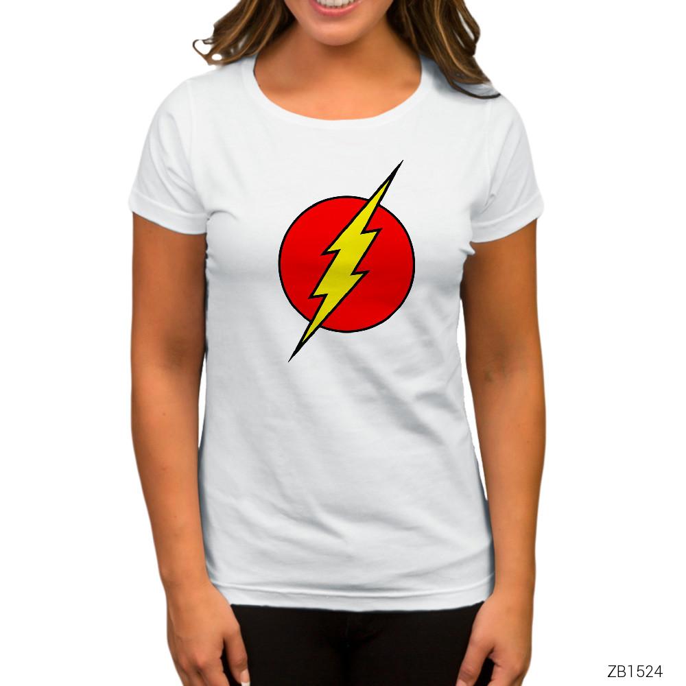 Flash Logo Beyaz Kadın Tişört