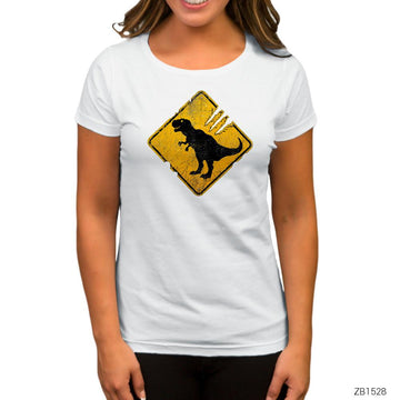Jurassic Park Danger Trex Beyaz Kadın Tişört