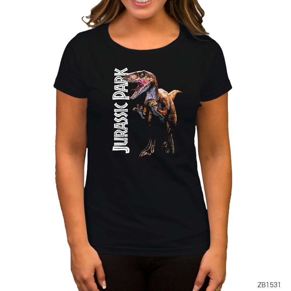 Jurassic Park Raptor Siyah Kadın Tişört