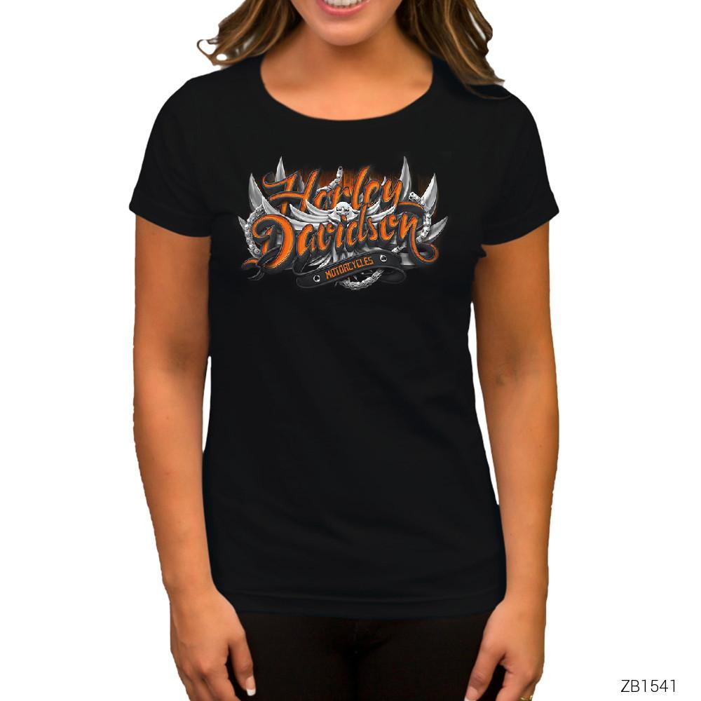 Harley Davidson 3D Siyah Kadın Tişört