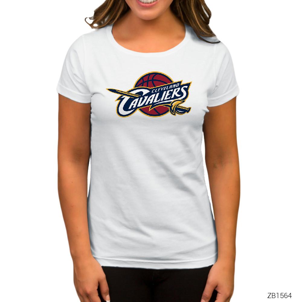 Cleveland Cavaliers Logo Beyaz Kadın Tişört