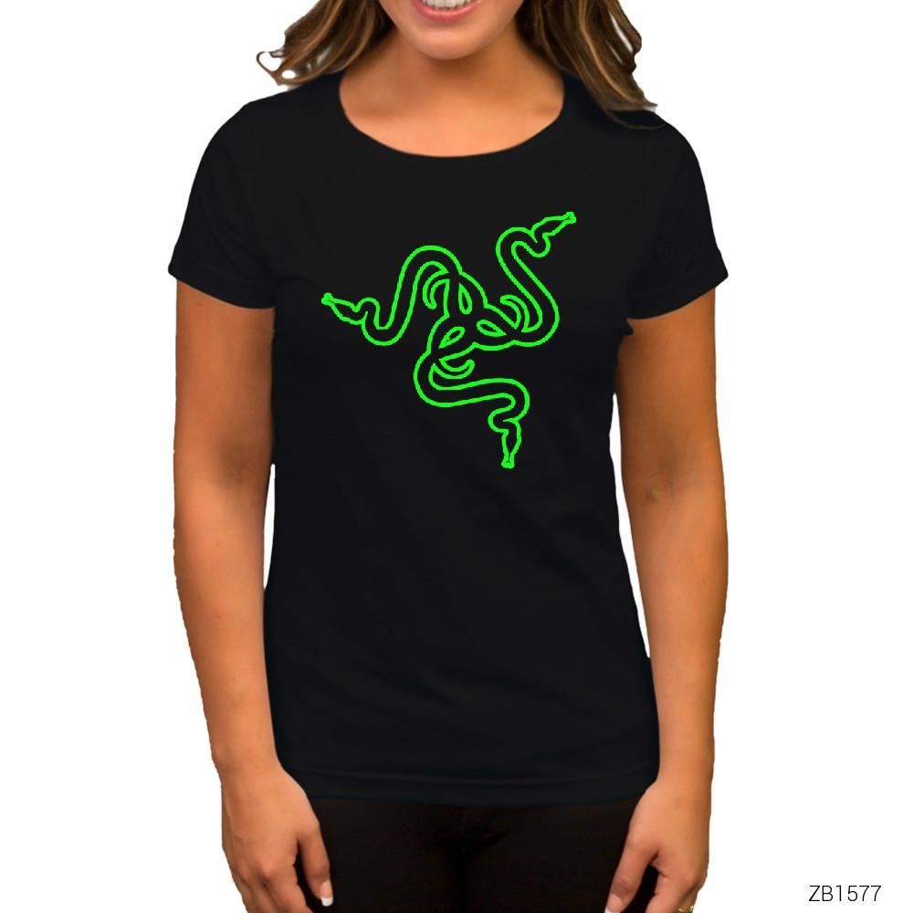 Razer Logo Siyah Kadın Tişört