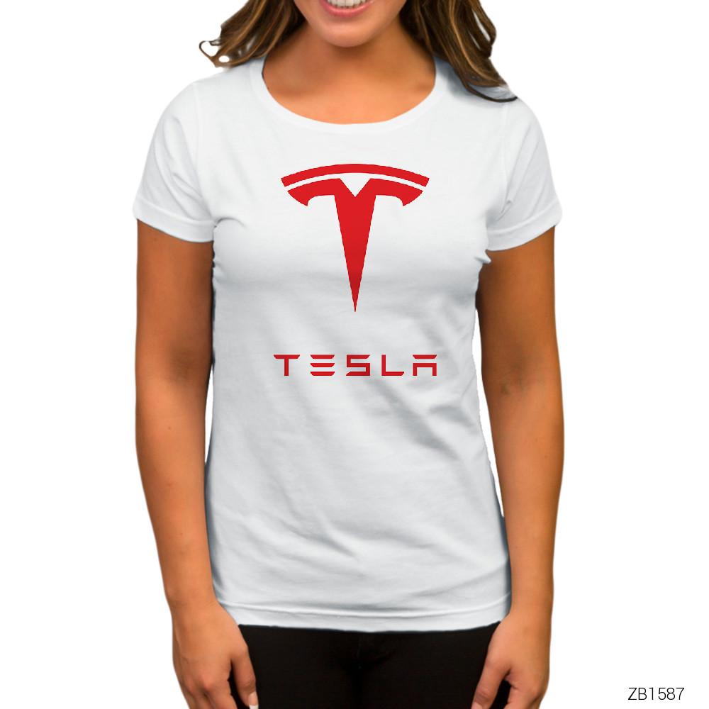 Tesla Beyaz Kadın Tişört