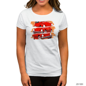 Volkswagen The Beetle Red Beyaz Kadın Tişört