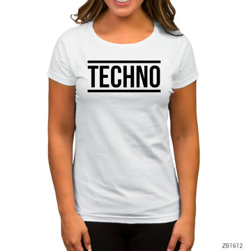 Techno Beyaz Kadın Tişört