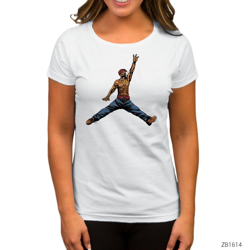 Tupac Jordan Beyaz Kadın Tişört