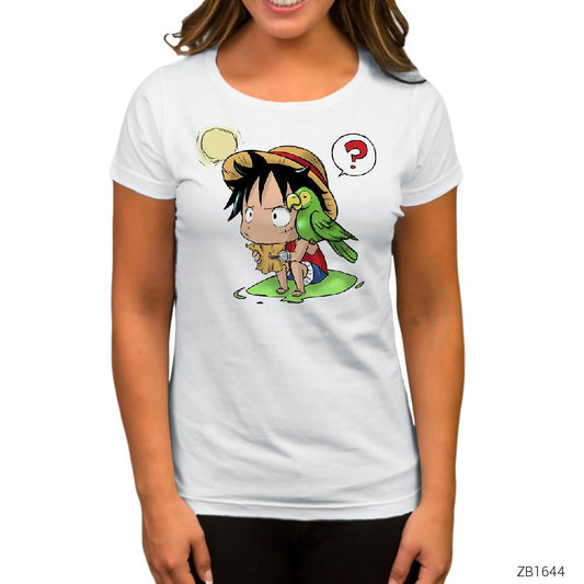One Piece Pirate Luffy Beyaz Kadın Tişört