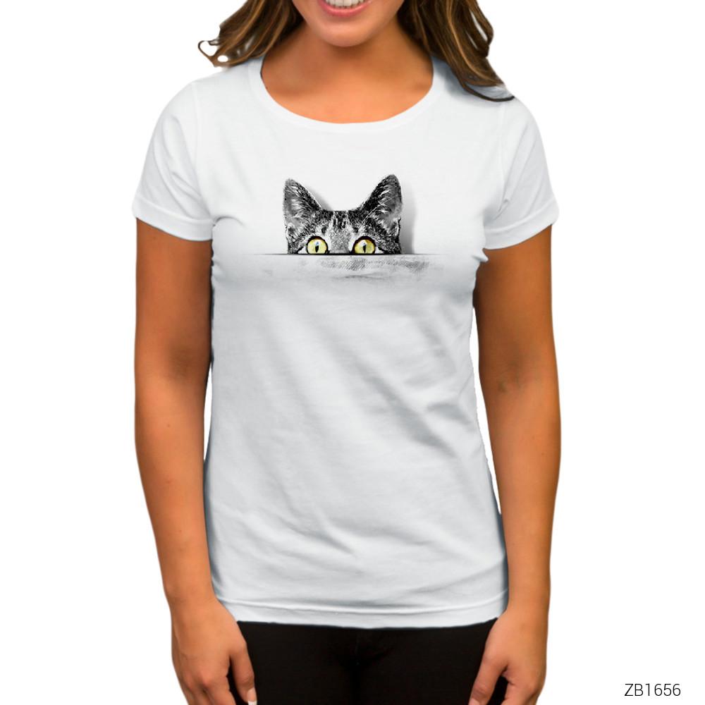 Kedi Cat in Tee Beyaz Kadın Tişört