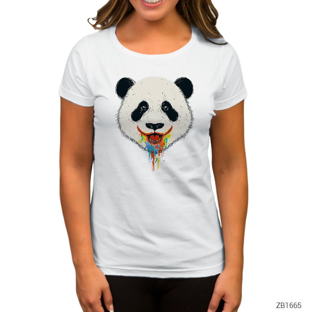 Panda in Colors Beyaz Kadın Tişört