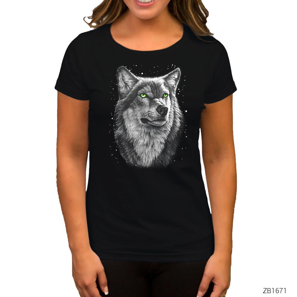 Kurt Wolf Siyah Kadın Tişört