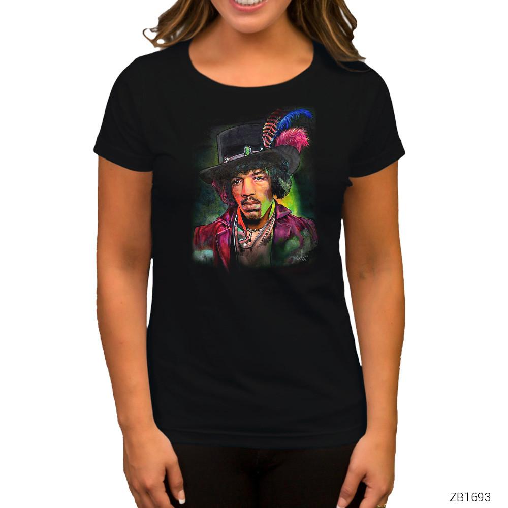 Jimi Hendrix Siyah Kadın Tişört