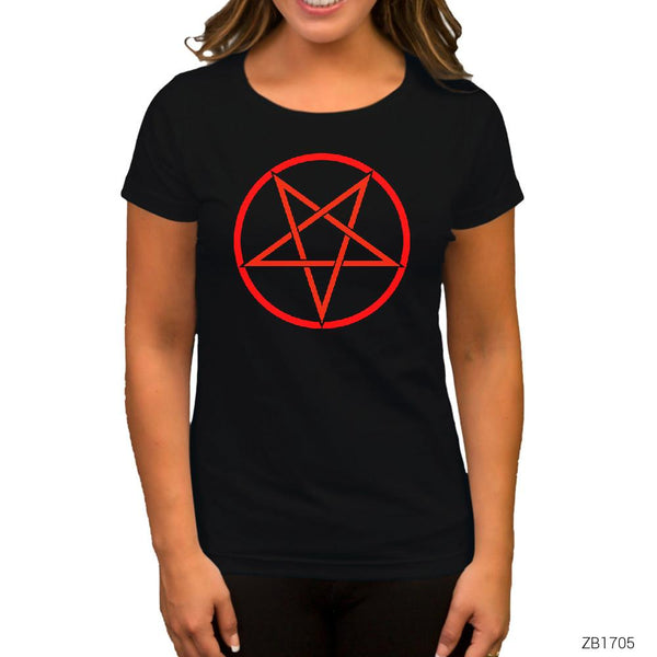 Pentagram Siyah Kadın Tişört