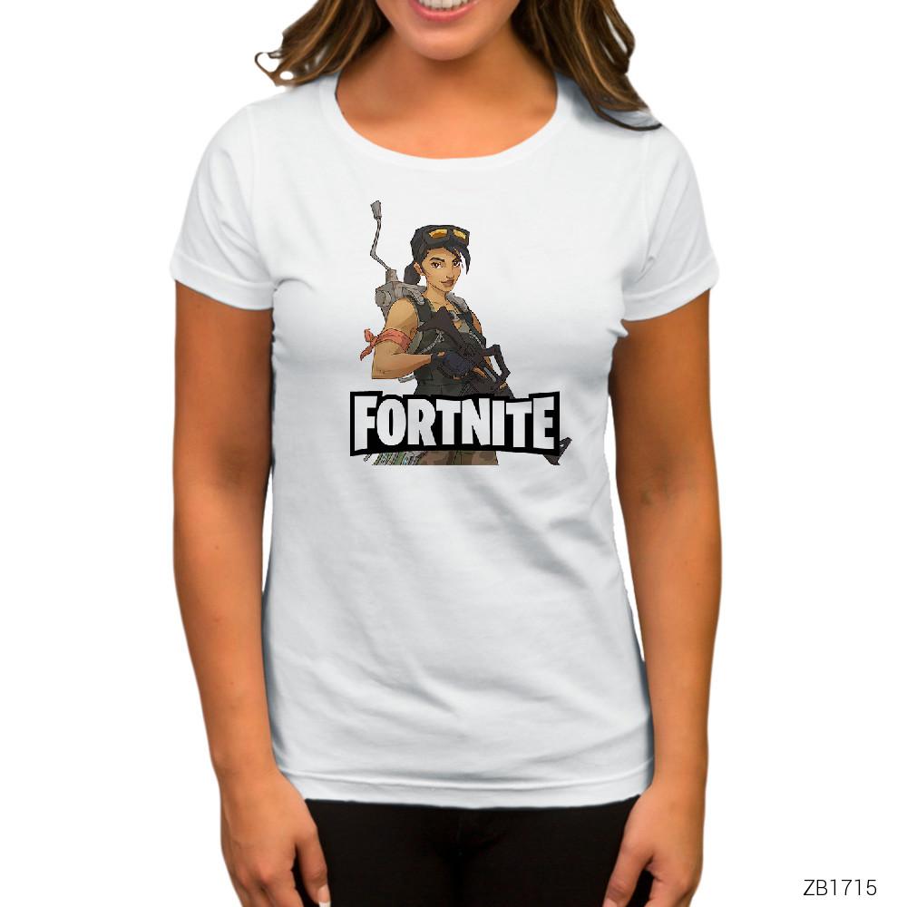 Fortnite Cartoon Beyaz Kadın Tişört