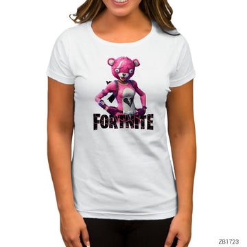 Fortnite Pink Bear Beyaz Kadın Tişört