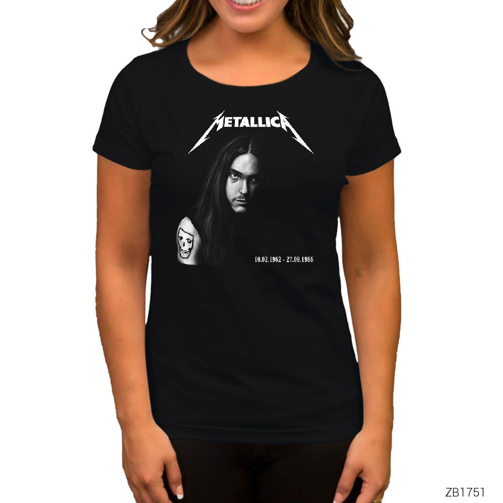 Cliff Burton Metallica Siyah Kadın Tişört