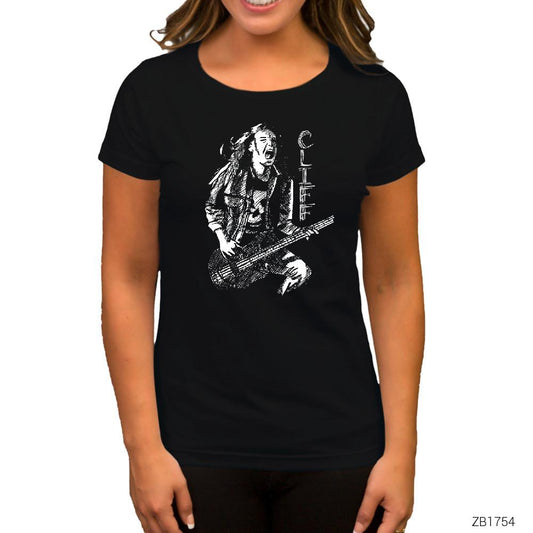 Cliff Burton Skecthy Siyah Kadın Tişört