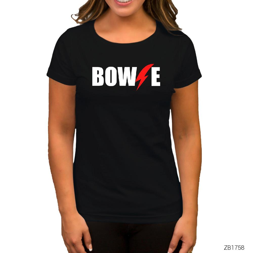 David Bowie Logo Siyah Kadın Tişört