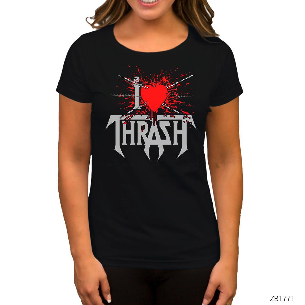 I Love Trash Siyah Kadın Tişört