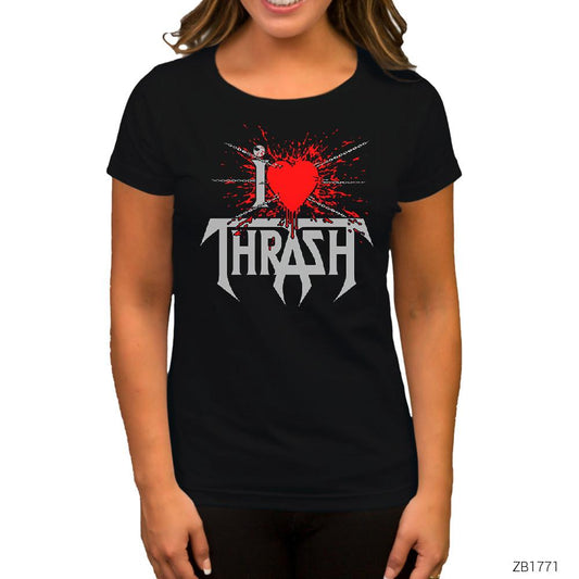 I Love Trash Siyah Kadın Tişört
