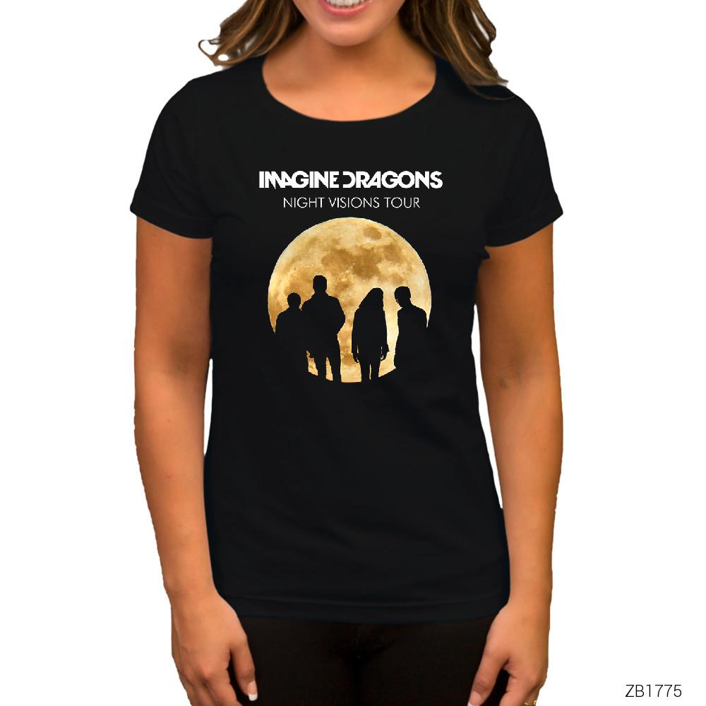 Imagine Dragons Night Vision Siyah Kadın Tişört
