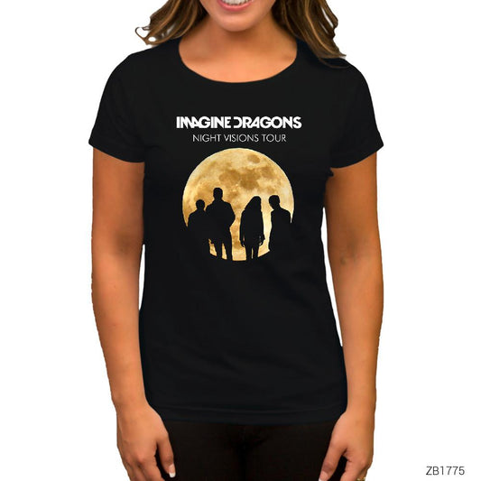 Imagine Dragons Night Vision Siyah Kadın Tişört