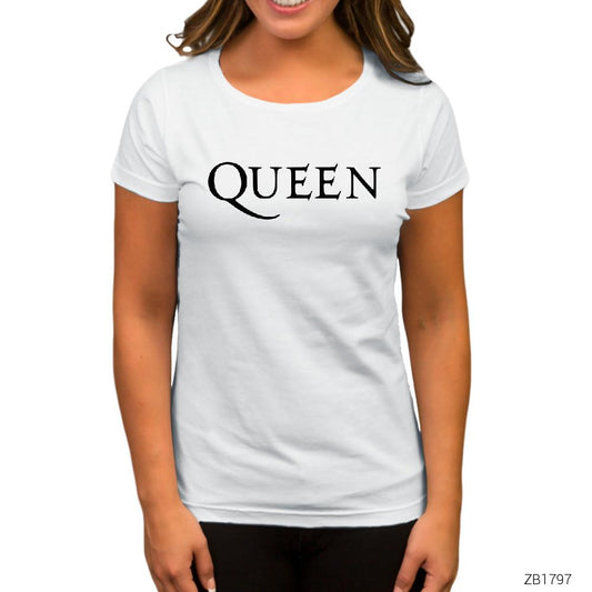 Queen Logo Beyaz Kadın Tişört