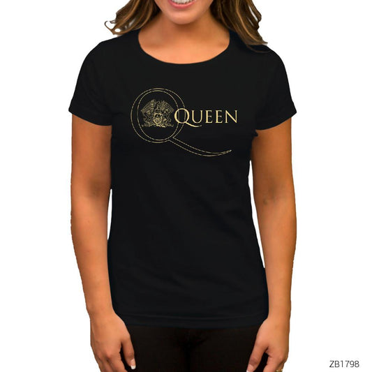 Queen Logo 2 Siyah Kadın Tişört