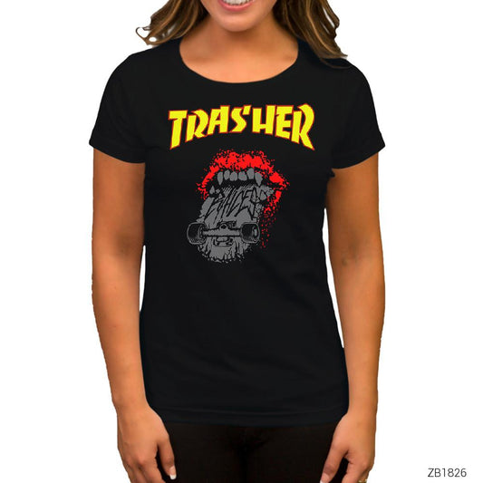 Thrasher Rolling Siyah Kadın Tişört