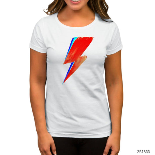 David Bowie Lighting Beyaz Kadın Tişört
