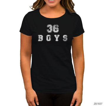36 Boys Damaged Logo Siyah Kadın Tişört