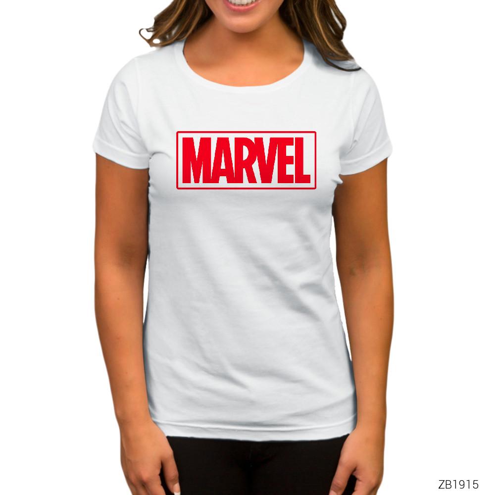 Marvel Logo Beyaz Kadın Tişört